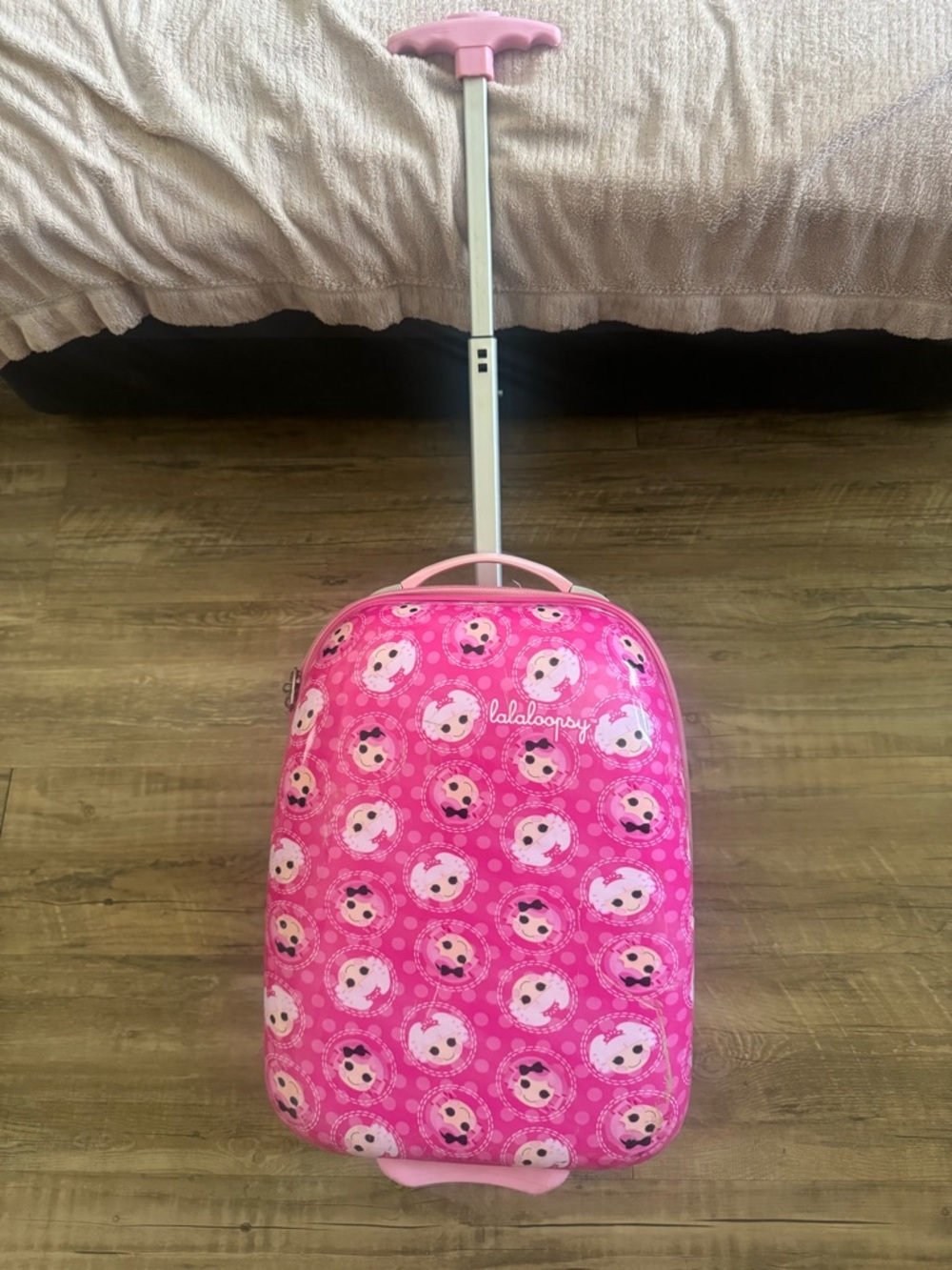 LalaLoopsy Vintage Y2K girly pink hard sell rolling suitcase with handle